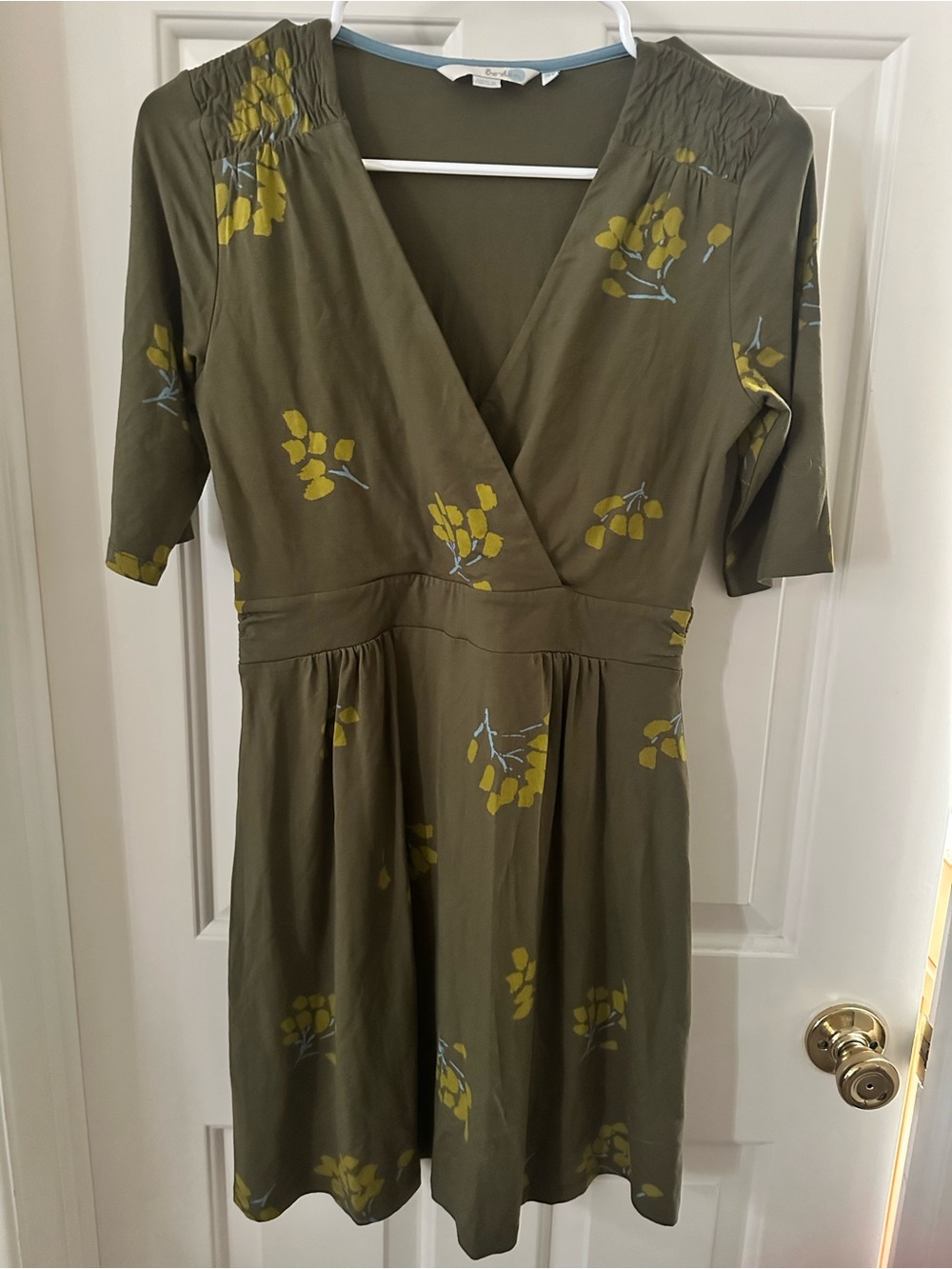 Olive Green Floral Wrap Tunic BODEN size US 6